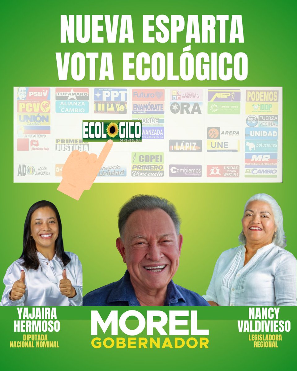 econvaesparta's tweet photo. Este #25M, tú voz cuenta VOTA #ECOLÓGICO 🌻 

Ubica la tarjeta ECOLÓGICO con el girasol 🌻, y apoya al líder margariteño Morel Rodríguez y su candidatura a la Gobernación.

Juntos podemos contribuir al cuidado de nuestro ambiente.

#NuevaEsparta, vota ECOLÓGICO 🌻
#yosigoconmorel https://t.co/CYM1mTeCih