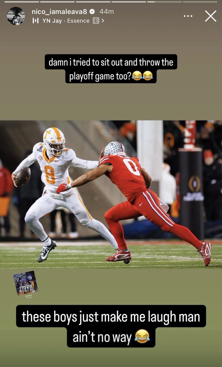 TreyWallace's tweet photo. Former Tennessee QB Nico Iamaleava takes to social media to address rumors he was potentially going to sit out of the Vols playoff game against Ohio State https://t.co/Zpetb0it83
