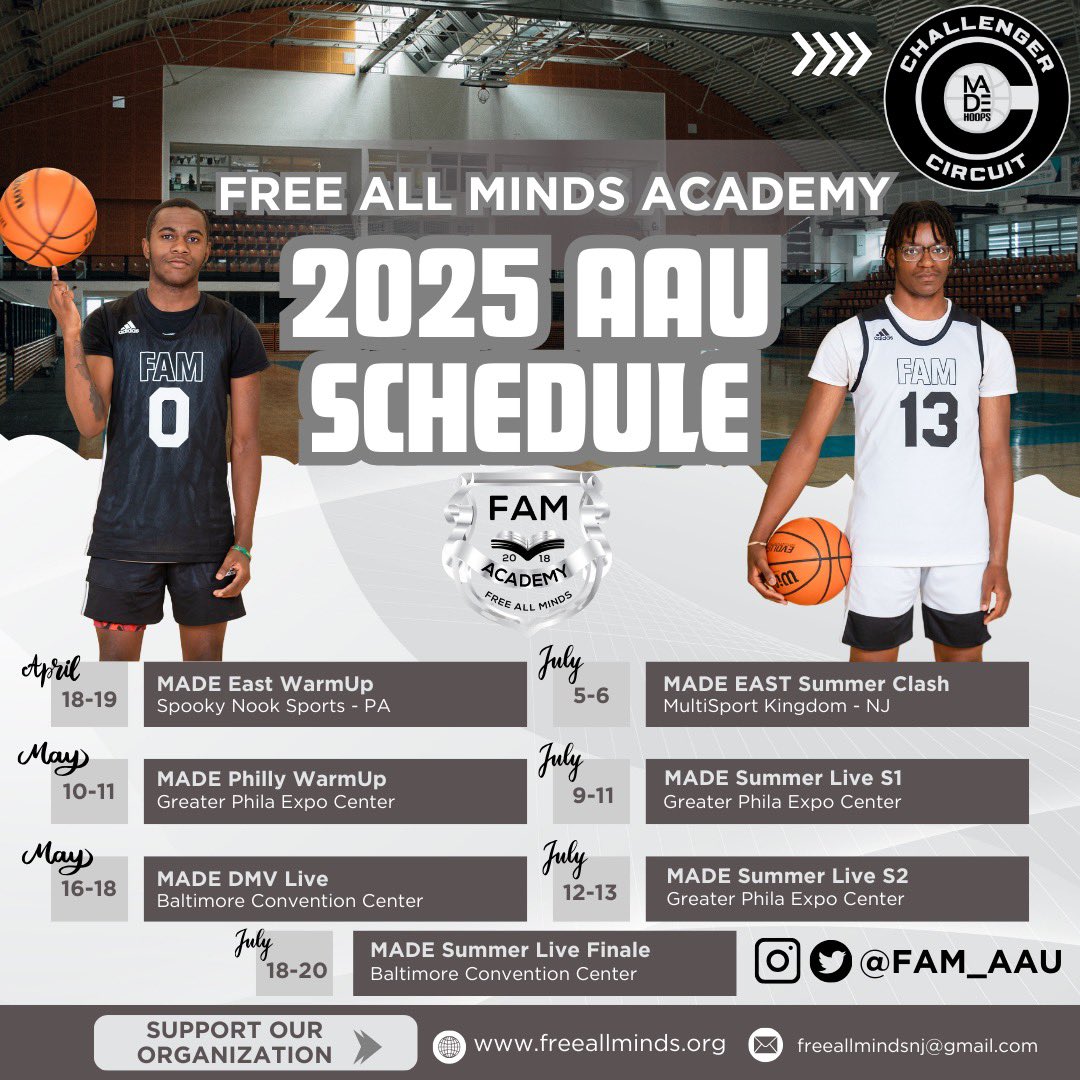 FAM Academy 15u will also be making their debut on the new MADE Hoops Challenger circuit. A young group with great future pieces to keep your eyes on‼️

Stop 1📍 MADE East Warm Up
<a href="/madehoops/">MADE Hoops</a> <a href="/ekess33_MADE/">Eric Kessler Jr.</a> <a href="/Jeff_Kovner/">Jeff Kovner</a> <a href="/chadbabel/">Chad Babel</a> <a href="/Mfrauenheim2/">Michael Frauenheim</a>