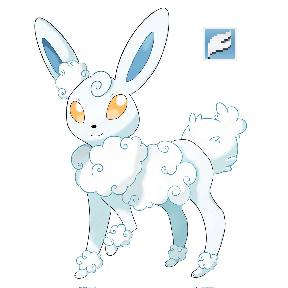 harmonicheart_'s tweet image. Presenting Nimbeon, a Fakemon Flying type Eevee evolution!
Know more about this fluffy creature below 👀🦊☁️ 👇🧵🪡
#fakemon #pokemon #Eevee #Eeveelution #Eeveelutions