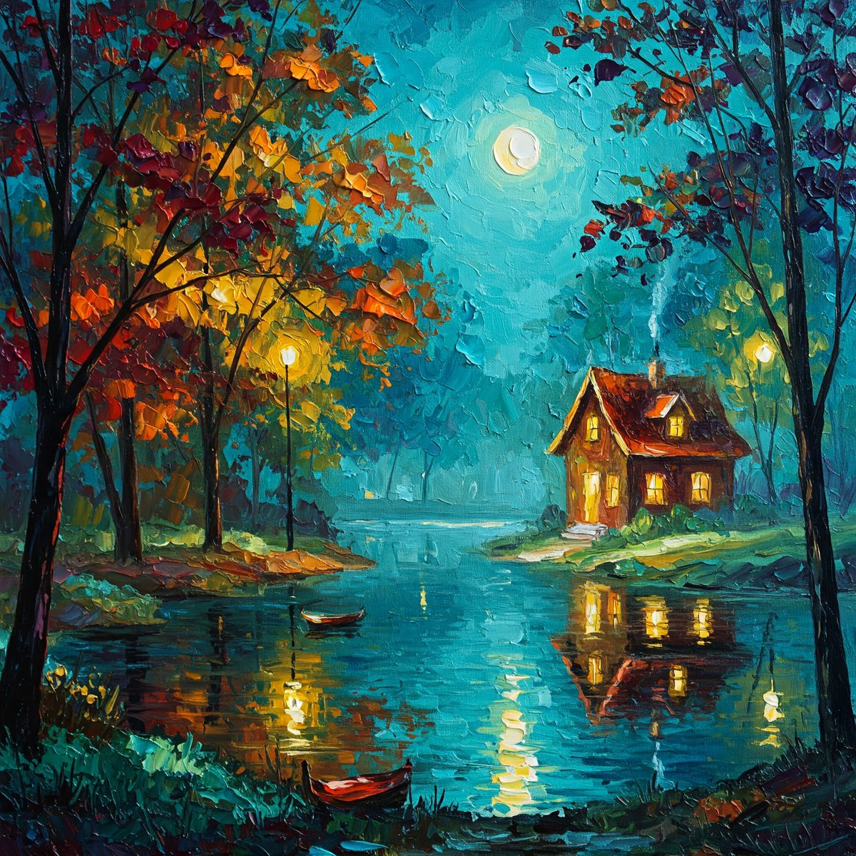EvrennEvrimm's tweet photo. Night... #OilPainting #ImpastoArt #AutumnVibes #WhimsicalArt #FairyTaleScene #MoonlitNight #CottageCore #ColorfulArt #LakeHouseVibes #RomanticLandscape #ArtLovers #MagicalNight #NatureInArt #FantasyScenery #EveningGlow #ArtCollectors #painting #aiartcommunity #artwork #artist #ai https://t.co/dUh76tByy7