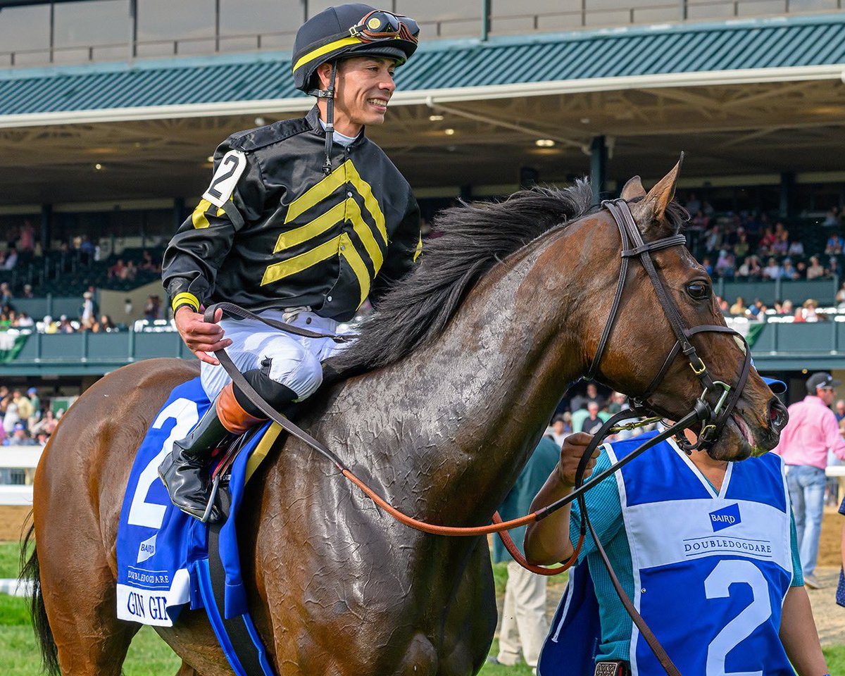 BH_AEberhardt's tweet photo. Homebred #GinGin with @jose93_ortiz impressively wins the G3 #Doubledogdare at @Keenelandracing for trainer @brenpwalsh. The @CalumetFarm filly is by #Hightail standing at Calumet. https://t.co/HUTG6dnAaU