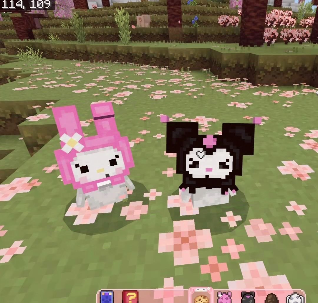 🩷 my melo &amp; kuromi on minecraft  🥺🖤