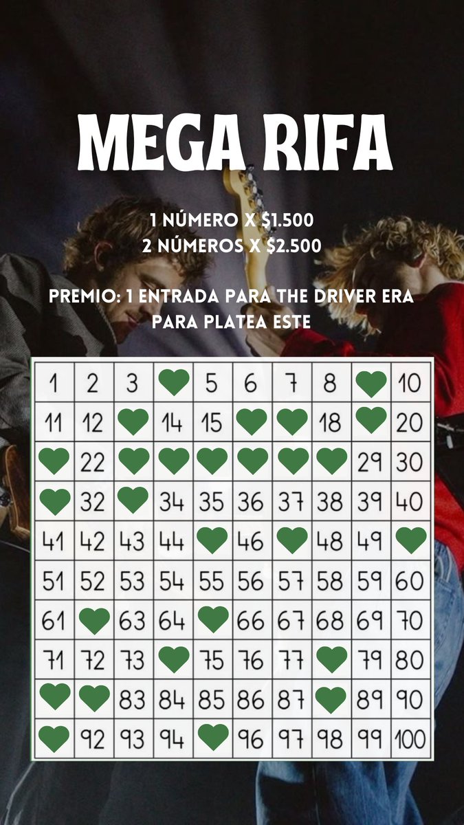 ⭐ MEGA RIFA ⭐
Queremos llevar a un fan de The Driver Era a su show el 25/04, y por eso estamos realizando esta rifa!

El sorteo se va a realizar en vivo el día de la feria (20/4) en Av. Cordoba 5217
📌 Tenes doble chance de ganar si estas presente en la feria

<a href="/TheDriverEraArg/">TDE Argentina Oficial</a>
