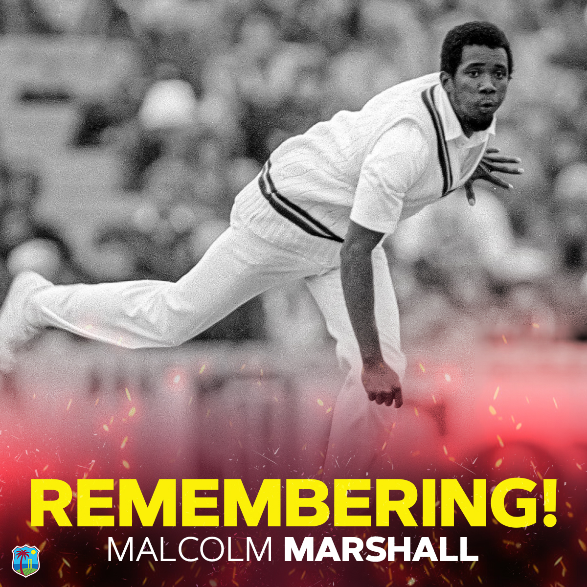 We remember the late great Malcolm Marshall, born on this day in 1958.

 Maco took 376 wickets in 81 Tests. #MenInMaroon