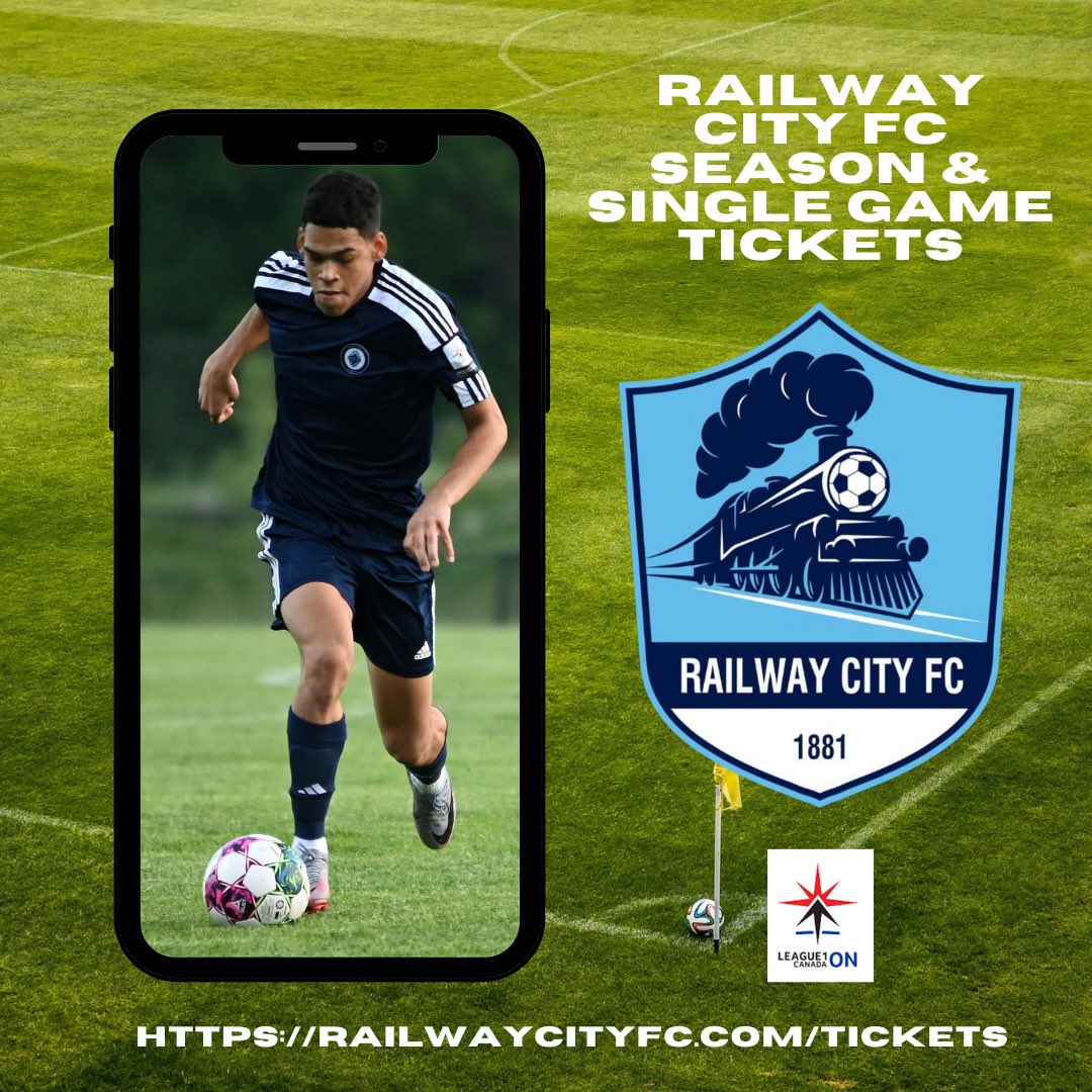 RailwayCityFC's tweet photo. ๐จ GET YOUR SEASON & SINGLE GAME TICKETS ๐
๐ https://t.co/l6p5g6IKKR
#thetrainstopshere #railwaycityfc @League1ON @L1OWomens @L1OMens https://t.co/kHuGysQdSz