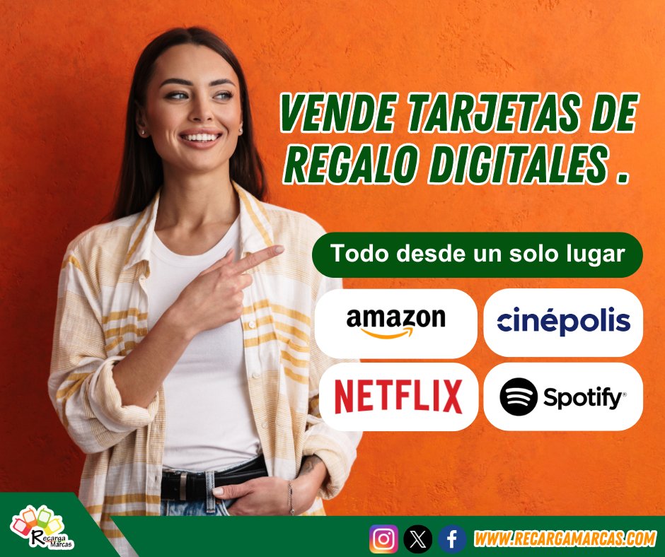 RecargaMarcas's tweet photo. 📷 ¡Ofrece tarjetas digitales y aumenta tus ingresos! 📷

¿Sabías que puedes vender tarjetas digitales de marcas reconocidas como Amazon, Google Play, Netflix y muchas más? 📷 Recargas fáciles y rápidas para que tus clientes disfruten de sus productos favoritos al instante. 📷 https://t.co/JVCXOjENxV