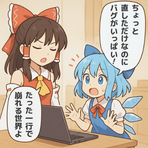 小石ひとつで、山は揺らぐ。
#ゲーム作る霊夢 