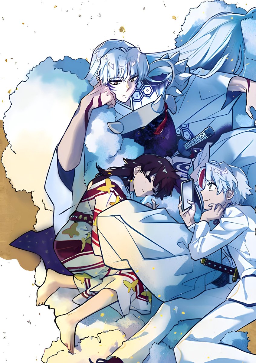 missallazz's tweet photo. Towa with her parents Sesshomaru and Rin (cleaned version) 💜🌙

#犬夜叉 #殺りん #殺生丸 #SessRin https://t.co/Nr7k1GDq43