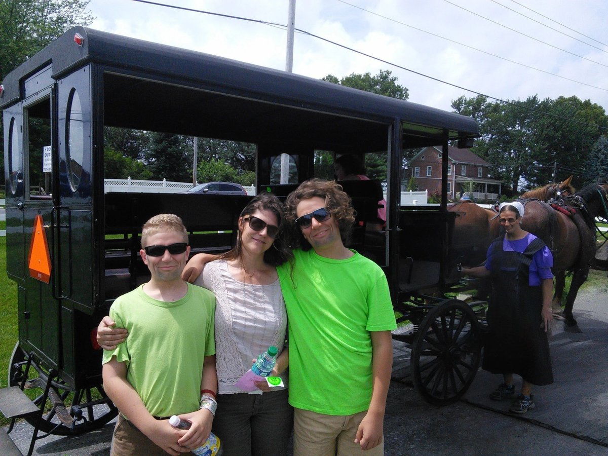 AbeOnVacation's tweet photo. Family US Road Trip 2015 memories - Day 20 (of 39): Amish buggy ride, shoofly pie discovery, campground fun, and as always (for privacy), everyone is Abraham Lincoln....

July 7 - 12:31 AM
Day 20:

Ah Pennsylvania. I would put it in the top 5 most beautiful states that I have seen. Everything looks like a big green pillow. The houses are cute. The shops are cute. Even the names of the cities (with their tendency to just be a name or word with the word "town" appended - e.g. Elizabethtown, Allentown, Jonestown, etc.) are cute.

If states were clothing, Pennsylvania would be an angora sweater. If states were food, Pennsylvania would be cinnamon rolls. If states were cattle, Pennsylvania would be a Jersey cow. If states were diseases, Pennsylvania would be some sort of cute disease that you wanted to hug.

Today we did the Amish thing. Took a short buggy ride. The driver was Amish and there were some interesting things, but overall, it was nothing to write home about (the irony of writing that sentence in a status update meant for, in large part, the folks at "home" is not lost on me BTW). If I had it to do again, I would have focused more on local crafts and shopping and less on tours. Unfortunately, as with so many other locations, the biggest issue was not having enough time. A week would have, I'm sure, just scratched the surface.

Then there was food. Shoofly pie, where have you been all my life? That was some good stuff. Sweet, but not overly, like I feared it would be. Got some fresh fruit from a local orchard, some cheese and bread from a local bakery. There is only so much that can be consumed in a given amount of time though (see last night's post) and we hadn't planned too much for the day, so we ended up getting to the KOA campground in time for some activities. Swimming, miniature golf, games, and then roasted hot dogs over the fire. We even got a firefly display while lightning was going on in the background.

Tomorrow is Philadelphia. We're really only doing Independence Hall and the Liberty Bell (plus lunch of course, gotta get my Philly cheesesteak), and then on to Washington DC. Unfortunately we were officially informed today that we did not get the White House tour, which is too bad, but there will be plenty else to do.

#TravelDiaries #RoadTrip #LancasterPA #amish #shooflypie @LancasterPAcom @visitPA @KOAKampgrounds 
Start the trip on Day 1 here: https://t.co/I3xic1pDBy | Yesterday’s adventures (Day 19): https://t.co/IO9OeSfw2f