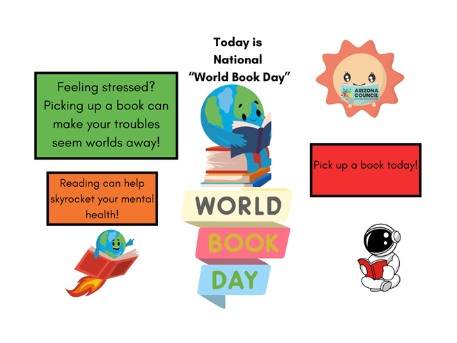 AZCouncilHSP's tweet photo. 📚 National World Book Day
Reading for just 30 minutes can lower stress levels by up to 68%, making it more effective than music or walking. 📖 This #WorldBookDay, take time to read and recharge your mind. #MentalHealthMatters #ReadToRelax https://t.co/WaxEYR4Fvy