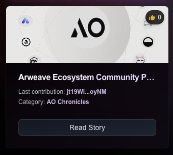 PermaTell's tweet image. A new community contribution story is on permatell.ar.io.

"Arweave Ecosystem Community Post"

Missed your community's link? Add it by creating a new story version.

#Permatell #Arweave