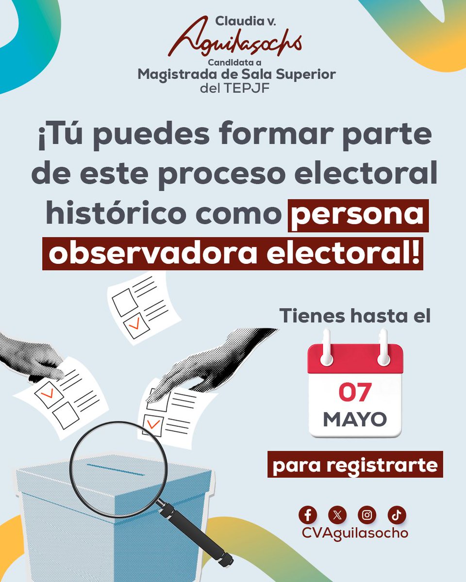 Las y los ciudadanos mexicanos interesados en conocer el desarrollo de las actividades que se realizan antes y durante las elecciones pueden ser personas observadoras electorales. ¡Anímate y participa! 

➡️ Aquí más información: pjf2025-observadores.ine.mx/portal/observa…