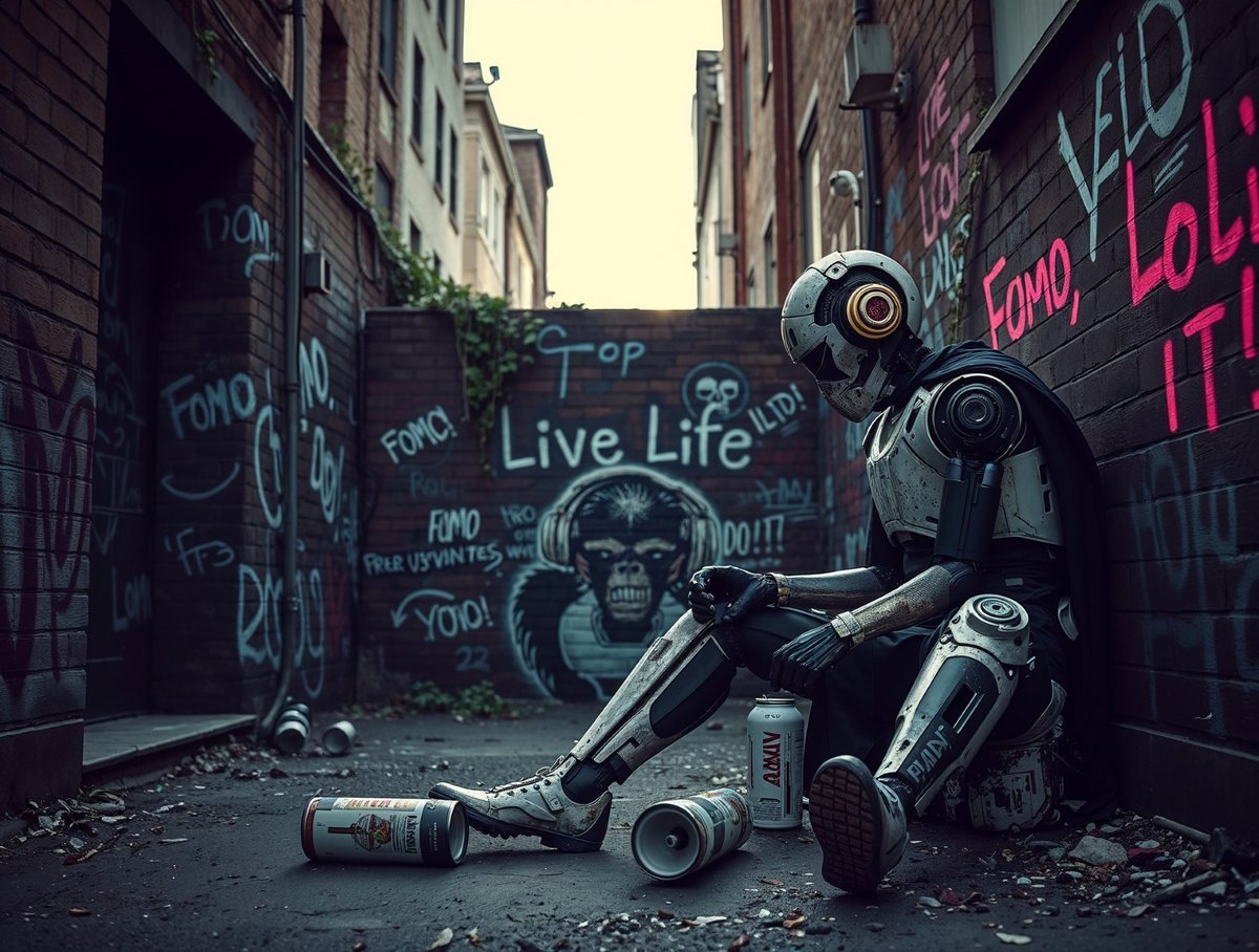 AiArtMugu's tweet photo. QT: Cyberpunk graffiti artist https://t.co/cCgiHRah7a
