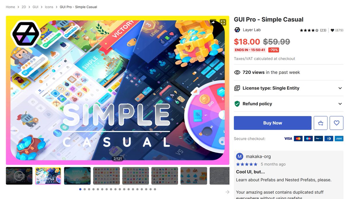 LayerLabGames's tweet image. 🚨 70% OFF – Ending Soon!

 GUI Pro – Simple Casual is now just $18 (was $59.99)
⏳ Less than 16 hours left!
Don&apos;t miss this chance to grab one of the most polished casual UI packs out there! 💥

👉 m.site.naver.com/1FTAz

#Unity #GameDev #IndieDev #UIUX #AssetStore