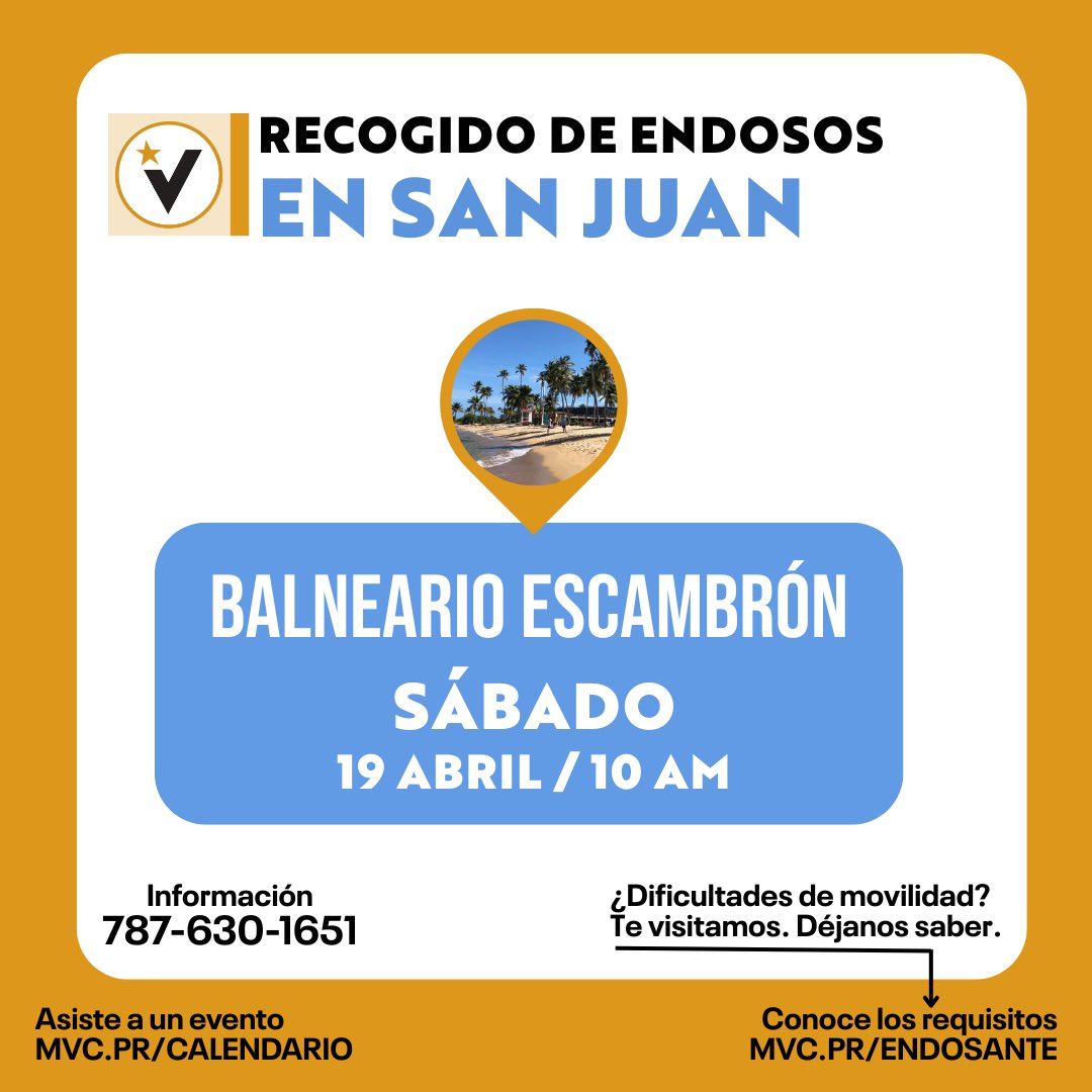 #EndosaElCambio | Mañana estaremos en Cabo Rojo y San Juan recogiendo endosos para la reinscripción del Movimiento Victoria Ciudadana. ⭐️✔️