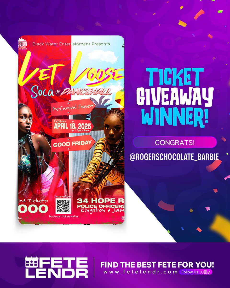 FeteLendr's tweet photo. It's a Good Friday after all!
Winners selected. Look out for more goodies soon! 😁 🎉

For more fetes: https://t.co/Tk16vGbLNz 

#carnivalinjamaica2025 #lucyandvagabond #alvja #fetelendr #jamaicacarnival https://t.co/WJ7rwA7XpM