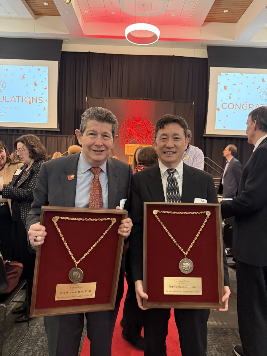 Dr. Jon Klein (@uoflevpri) on Twitter photo Very honored to receive the @UofL Presidential Career Achievement in Research Award. Doubly honored to receive it with <a href="/jiapenghuang/">Jiapeng Huang</a> who was awarded the Presidential Excellence Award for Distinguished Research 2024. Very honored to receive the @UofL Presidential Career Achievement in Research Award. Doubly honored to receive it with <a href="/jiapenghuang/">Jiapeng Huang</a> who was awarded the Presidential Excellence Award for Distinguished Research 2024.