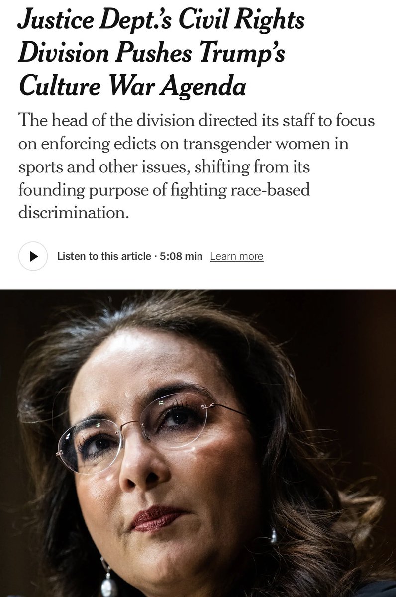 DC_Draino (@dc_draino) on Twitter photo Good news
Harmeet Dhillon is now in charge of the DOJ Civil Rights Division & she just gave her group marching orders on what to attack:
1. Men in women’s sports
2. DEI
3. Election fraud
4. Illegal aliens voting
<a href="/HarmeetKDhillon/">Harmeet K. Dhillon</a> is 1 of the most savage lawyers in America and Good news
Harmeet Dhillon is now in charge of the DOJ Civil Rights Division & she just gave her group marching orders on what to attack:
1. Men in women’s sports
2. DEI
3. Election fraud
4. Illegal aliens voting
<a href="/HarmeetKDhillon/">Harmeet K. Dhillon</a> is 1 of the most savage lawyers in America and