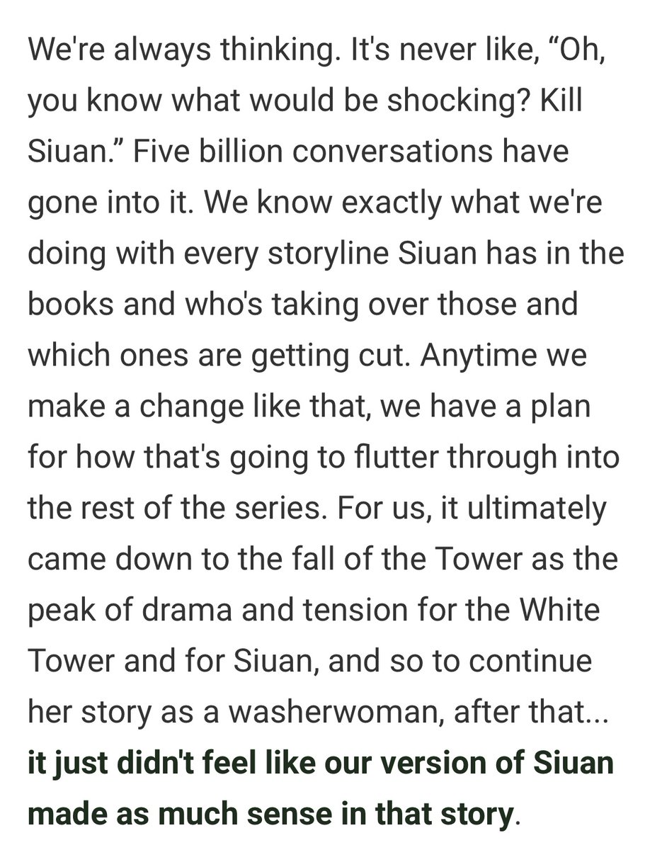 e7iu5tyt's tweet photo. @braussiegeek @bjackcode @3point4km He says the opposite in his Collider interview. I think subverting expectations (moiraine dying) is not the same as shock value https://t.co/eexSjErqEp