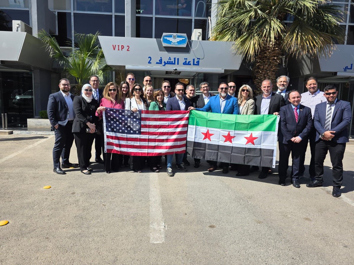 tarekchindeb's tweet photo. Today marks a significant milestone in US-Syria relations as Congressman Cory Mills of Florida’s 7th District and Congressman Marlin Stutzman of Indiana’s 3rd District visited Damascus, Syria. Arranged and hosted by the Syrian American Alliance for Peace and Prosperity, this visit is the first of its kind since the ousting of former president Bashar Al-Asaad and it underscores a new chapter of diplomatic engagement and mutual understanding. 
Both Congressmen Mills and Stutzman began their day with a site visit to the fully devastated city of Jobar and later walked the historic streets of Old Damascus, immersing themselves in the rich cultural tapestry of one of the world’s oldest continuously inhabited cities. Their visit to the Syriac Church of Antioch was a poignant moment, where they met with His Holiness Patriarch More Ignatius Aphrem II. The Patriarch emphasized the enduring harmony between Christians and Muslims in Syria, a testament to the nation’s deep-rooted traditions of coexistence. He also shared his optimism about the positive changes under the leadership of president Alsharaa, highlighting the government’s commitment to fostering unity and rebuilding the nation. 
Later in the day, Congressman Mills had a pivotal meeting with President Ahmad Alsharaa. Their discussions focused on key issues, including the impact of U.S. economic sanctions on the Syrian people, strategies for economic recovery, and the importance of inclusive governance in Syria’s path forward. This dialogue reflects a shared vision of stability and propensity for the Syrian people. 
The trip also included connections with various ministers including Mr. Asaad Alshaibani, Minister of Foreign Affairs and Expatriates, Mr. Abdul Salam Haykal, Minister of Communications and IT as well as Ms. Hend Kabawat, Minister of Social Affairs and labor.
اليوم يمثّل علامة فارقة في العلاقات الأمريكية السورية حيث زار مدينة دمشق النائب كوري ميلز من الدائرة السابعة في فلوريدا والنائب مارلين ستوتزمان من الدائرة الثالثة في إنديانا. تم ترتيب هذه الزيارة من قِبل التحا��ف السوري الأمريكي لأجل السلام والازدهار، وهي الأولى من نوعها منذ الإ��احة بالرئيس السابق بشار الأسد، وتؤكد على فصل جديد من التفاعل الدبلوماسي والتفاهم المتبادل.
بدأ النائبان ميلز وستوتزمان يومهما بزيارة موقع في مدينة جوبر المدمرة بالكامل، ثم تجولا في الشوارع التاريخية لدمشق القديمة، حيث لامسا النسيج الثقافي الغني لأحد أقدم المدن المأهولة بالسكان بشكل مستمر في العالم. كانت زيارتهما لكنيسة السريان الأرثوذكس في أنطاكية لحظة مؤثرة، حيث التقيا بقداسته البطريرك مار إغناطيوس أفرام الثاني. أكد البطريرك على الانسجام الدائم بين المسيحيين والمسلمين في سوريا، وهو شهادة على تقاليد التعايش العميقة الجذور في البلاد. كما أعرب عن تفاؤله بالتغييرات الإيجابية تحت قيادة الرئيس الشرع مشددًا على التزام الحكومة بتعزيز الوحدة وإعادة بناء الأمة.
في وقت لاحق من اليوم، عقد النائب ميلز اجتماعًا محوريًا مع الرئيس أحمد الشرع، حيث ��كزت مناقشاتهم على القضايا الرئيسية، بما في ذلك تأثير العقوبات الاقتصادية الأمريكية على الشعب السوري واستراتيجيات التعافي الاقتصادي وأهمية الحكم الشامل في مسار سوريا المستقبلي. يعكس هذا الحوار رؤية مشتركة للاستقرار والازدهار للشعب السوري.
كما شملت الرحلة اتصالات مع وزراء مختلفين بما في ذلك السيد أسعد الشيباني، وزير الخارجية والمغتربين، السيد عبد السلام هيكل، وزير الاتصالات والتقانة، وكذلك السيدة هند قبوات، وزيرة الشؤون الاجتماعية والعمل.
@SyriaSAAPP 
@AssadAlshaibani