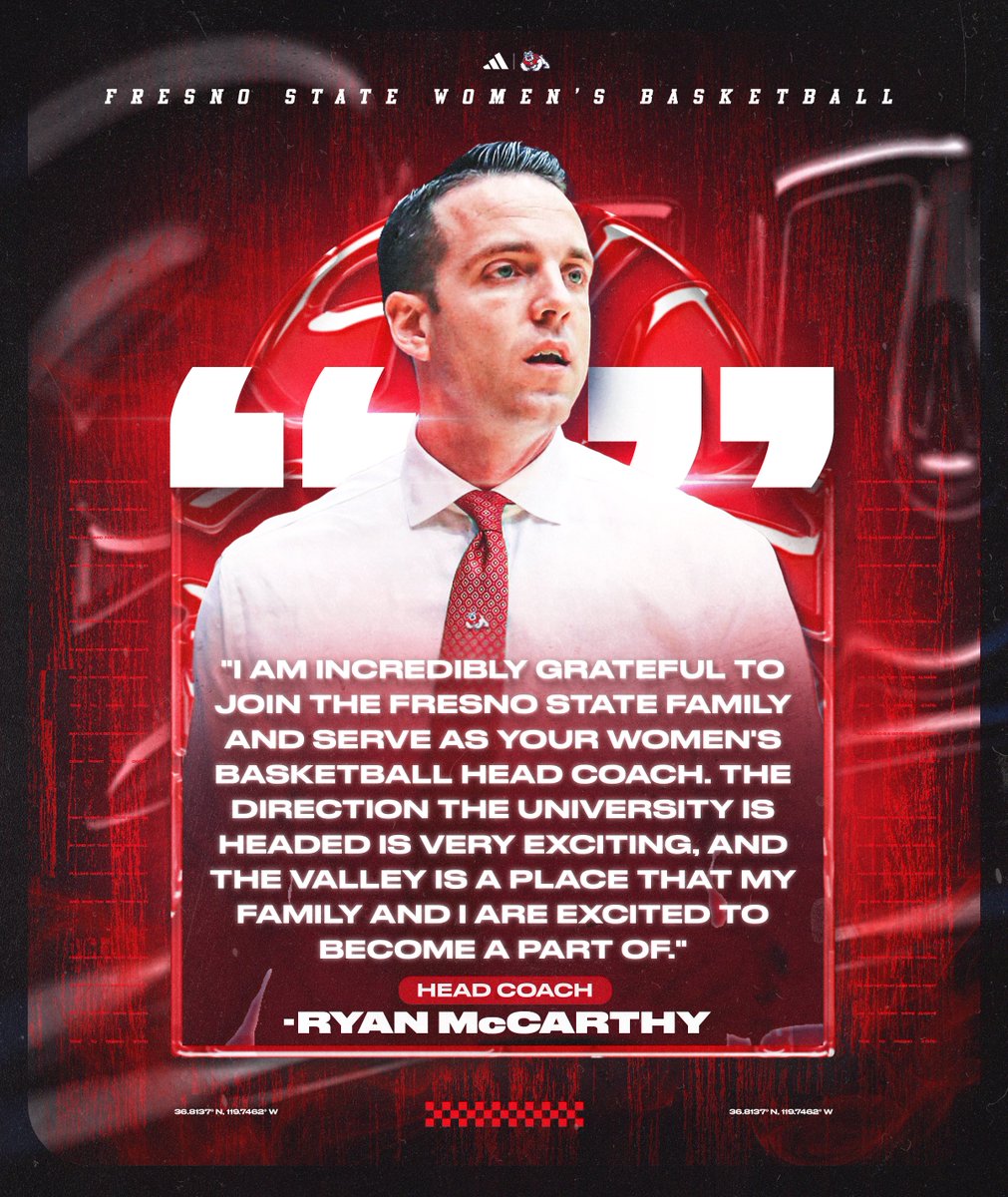 FresnoStateWBB's tweet photo. A new era begins soon...

Welcome to the Valley, Coach McCarthy 🐾 https://t.co/Ed8mFge3fn