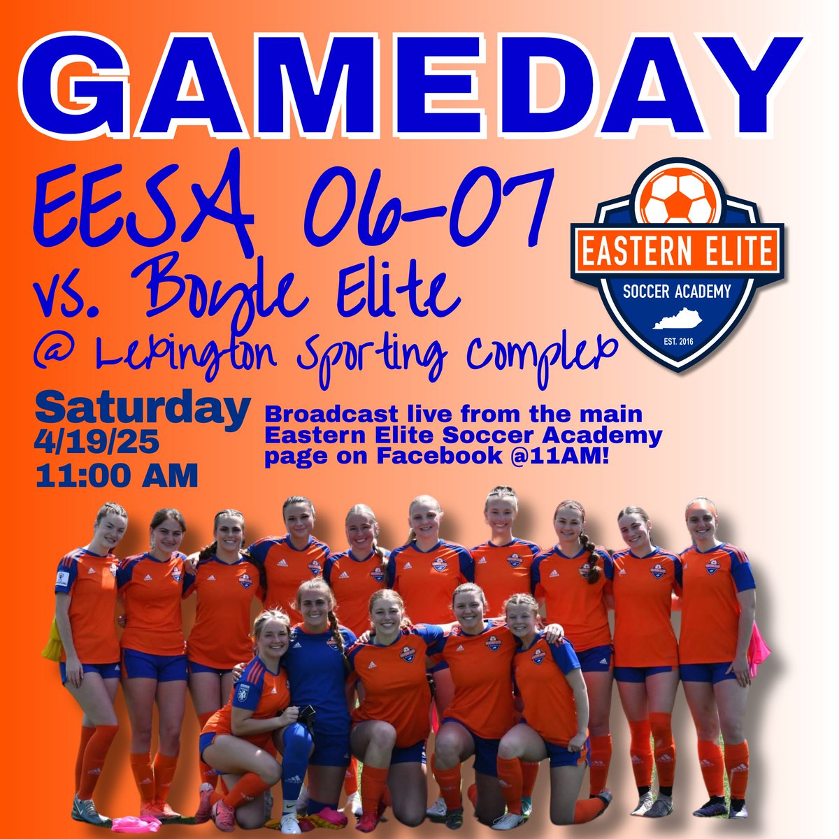 Broadcast live at 11am from the main Eastern Elite Soccer Academy page on Facebook.