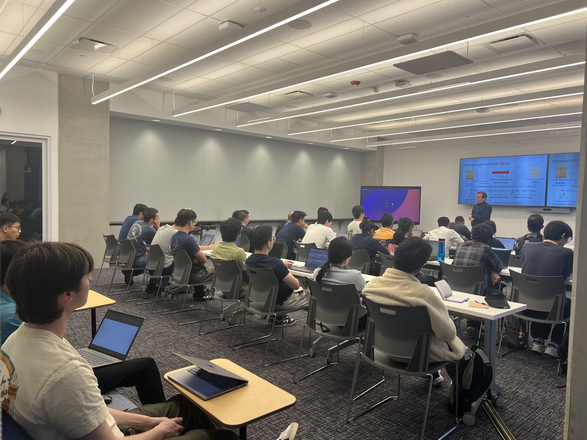 XiuweiZhang's tweet image. It was a great pleasure to have @benjraphael to visit us for our CSE seminar series! @GTCSE We had a full house today and it was extremely inspiring to hear the works from Ben's group on lineage tracing, cell differentiation map, spatiotemporal sample aligning and more!