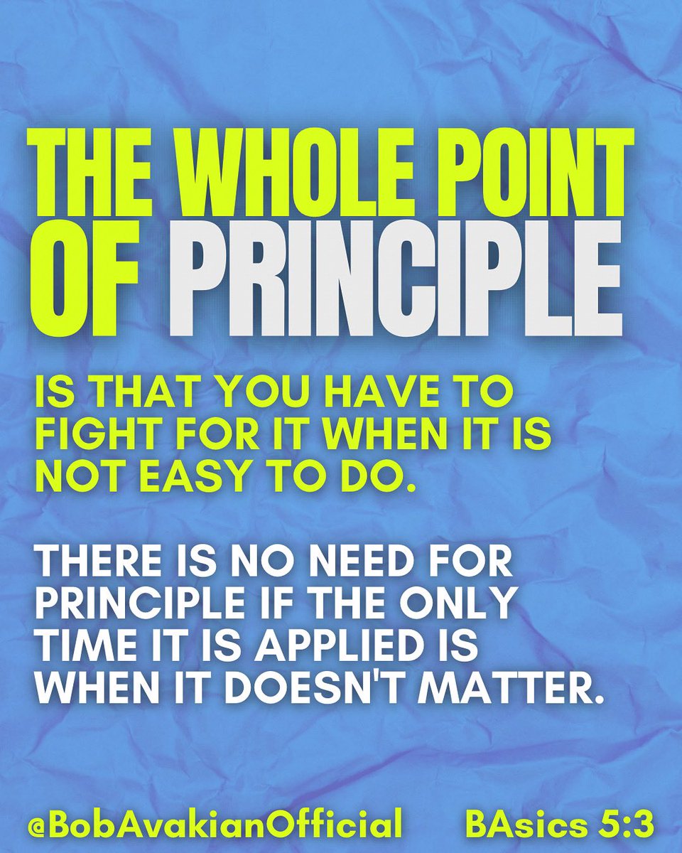 BobAvakian's tweet photo. “The whole point of principle is that you have to fight for it when it is not easy to do. 

There is no need for principle if the only time it is applied is when it doesn’t matter.”

See also
The Bob Avakian Interviews, 2025:
at https://t.co/a2V7VuiJmw https://t.co/fvfOmTjhQZ