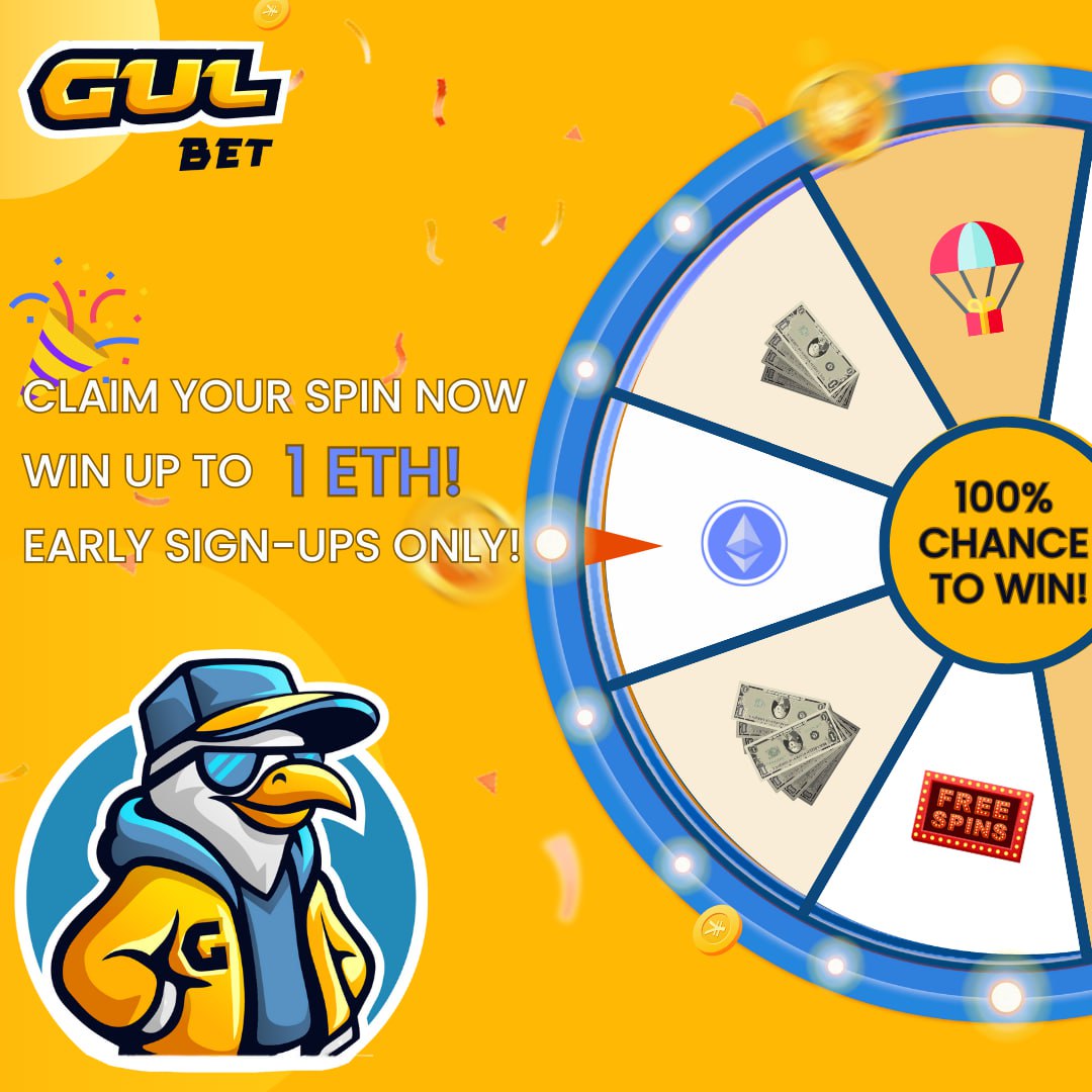 What if you win 1 ETH on your first spin of the wheel ? 
Join Gul.bet today!! 

#GULBET #CryptoCasino #GambleFi #BlockchainGaming  #WinBig #SocialFi