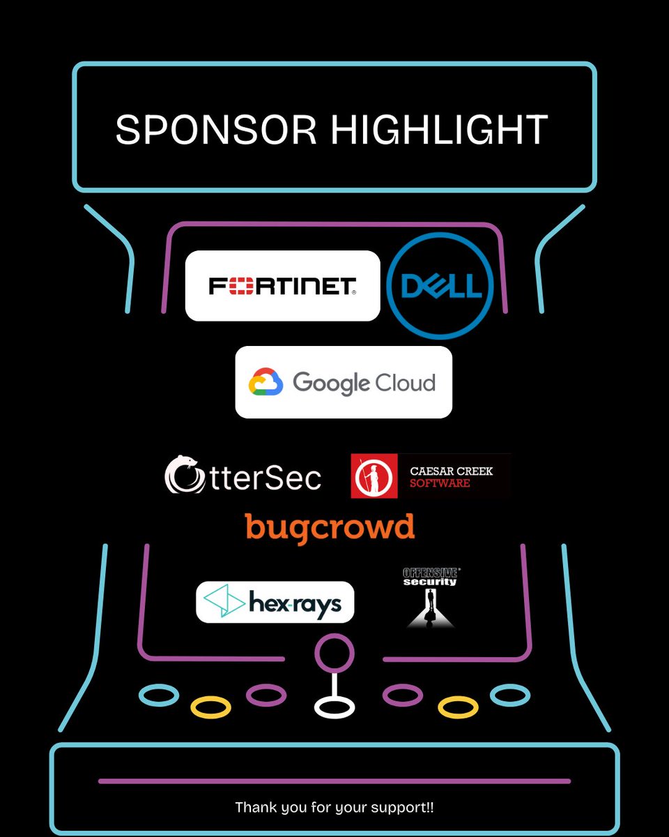 Thank you to all of our sponsors for making UMassCTF2025 possible! 
fortinet.com
dell.com/en-us/lp/dt/wh… cloud.google.com
osec.io cc-sw.com
bugcrowd.com
hex-rays.com/about-us
offsec.com