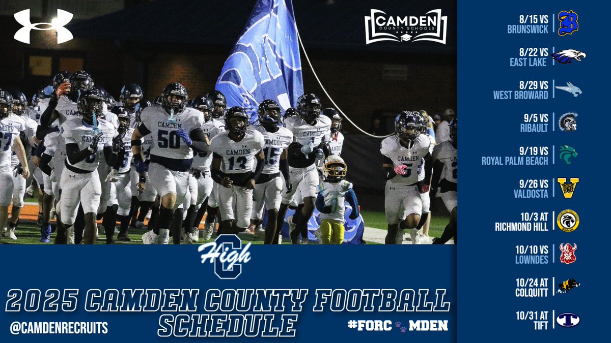 Camden FB Prospects (@camdenrecruits) on Twitter photo The OFFICIAL 2025 Camden County Football Schedule is released.
#ForC🐾MDEN
<a href="/COACH217ROLAND/">Travis Roland</a>
<a href="/QBOCCoachAlford/">Grant Alford</a>
<a href="/JMThompson12/">Coach Thompson</a> The OFFICIAL 2025 Camden County Football Schedule is released.
#ForC🐾MDEN
<a href="/COACH217ROLAND/">Travis Roland</a>
<a href="/QBOCCoachAlford/">Grant Alford</a>
<a href="/JMThompson12/">Coach Thompson</a>