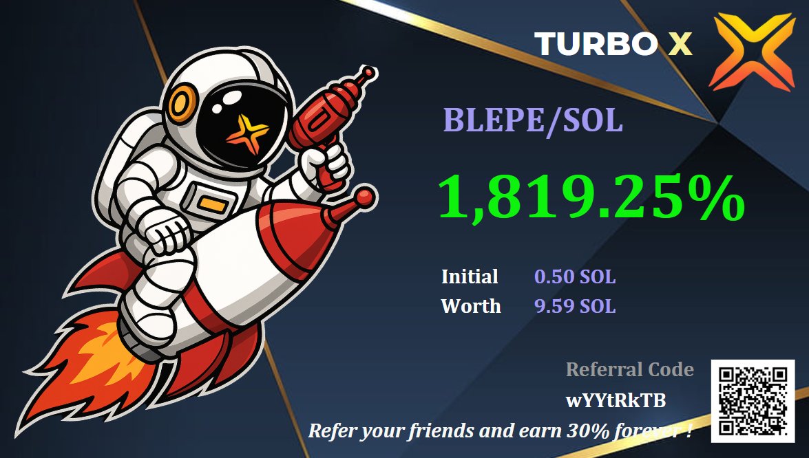 EddieHasty15785's tweet photo. ๐ BLEPE/SOL pumped +1,819.25% with TurboX!
Turned 0.50 SOL โ 9.59 SOL ๐ฅ
Make profits fly with AI trading.
Join TurboX Bot now ๐ https://t.co/SK7YK1jt0D
Chat group ๐ https://t.co/KzPX8Ragku
#TurboX #Crypto #Solana #BLEPE #Altcoins #CryptoBot #Gainz #Moonshot #DeFi #Trading https://t.co/uRuIa9PtPa