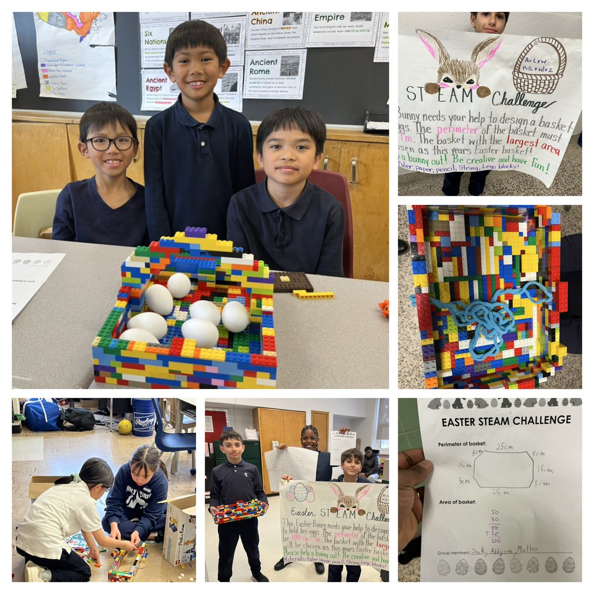 TouassomYannick's tweet photo. Easter STEAM Challenge at Holy Spirit
The grade 3/4 class was hard at work problem-solving to get the basket with the largest area. They were so creative! Hats off! @TCDSBHOLYSPIRIT @TCDSB @knittingteacher https://t.co/b4axCS03N2
