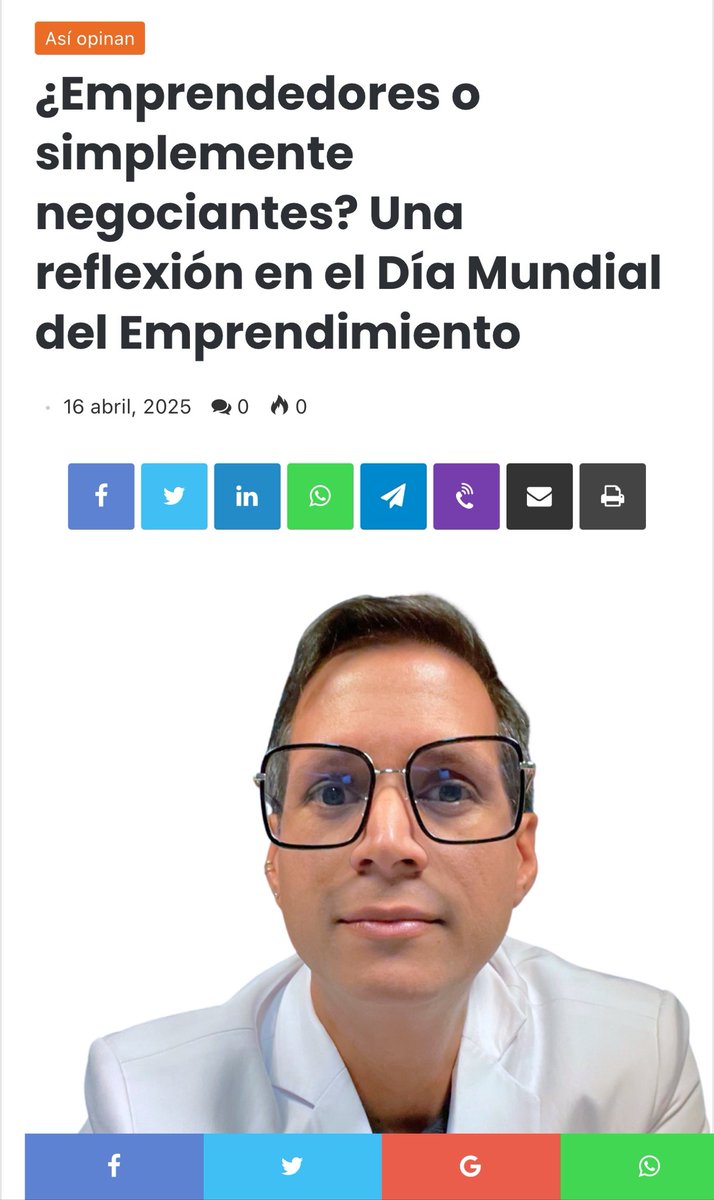 Les comparto mi opinión, una pequeña reflexión en el día mundial del emprendimiento. Lee columna completa aquí expresionnaranja.com/emprendedores-…
