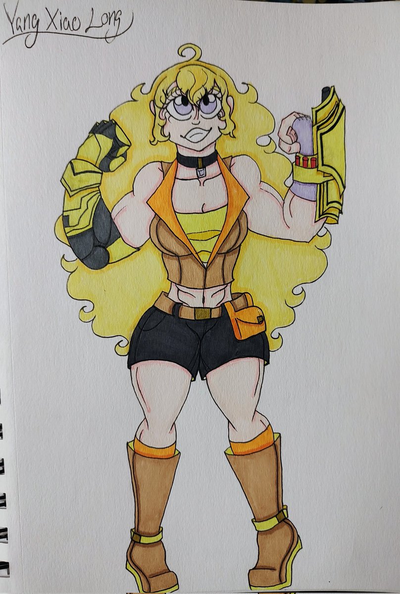 ThingyyyThe's tweet photo. And last but not least Yang! Wanted to bring back her fun personality and still be tough and flirty :D I also ended up amalgamatizing the boots of another concept lolll https://t.co/w6MwW6RW5C