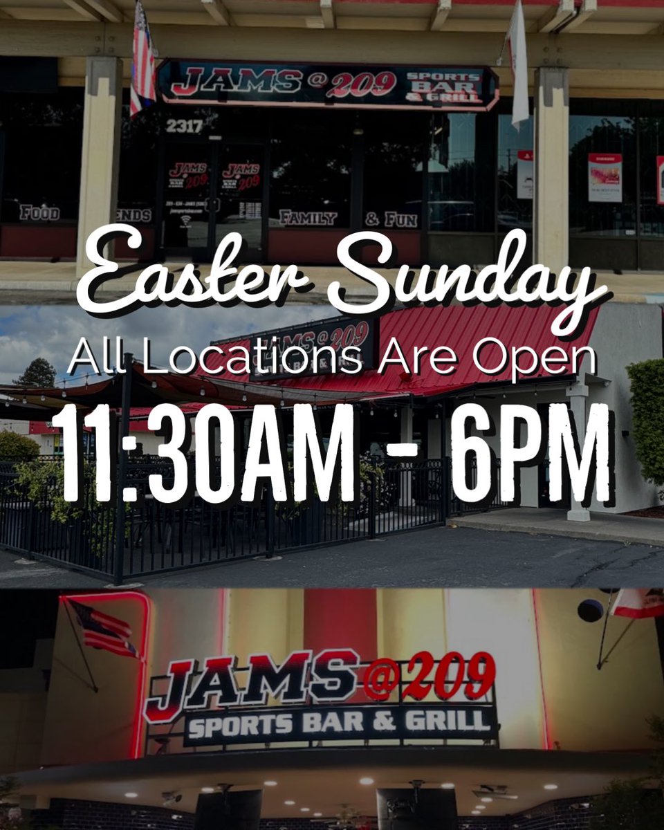 All three JAMS locations will be open from 11:30AM to 6PM this Easter Sunday! Hop on by for great food, cold drinks, and good vibes with the fam!