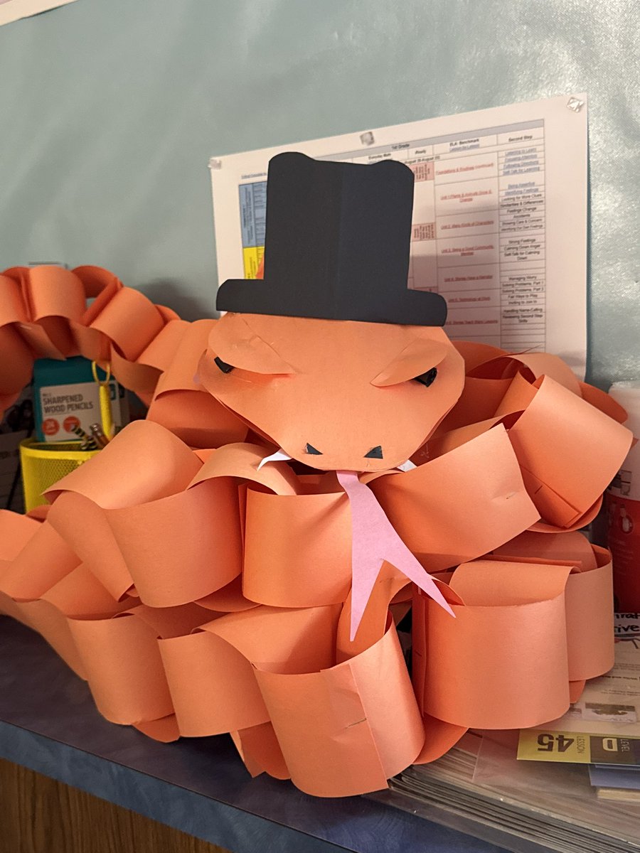 We have been LOVING making decorations for Writing Celebration!  My class decided to name the snake after our assistant principal!😆 #WeBelieveinBRE