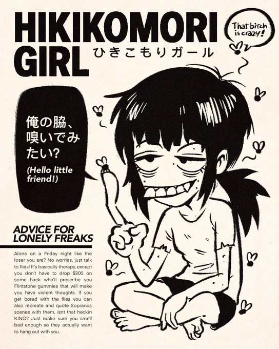 Lonely loser girl talks to flies 