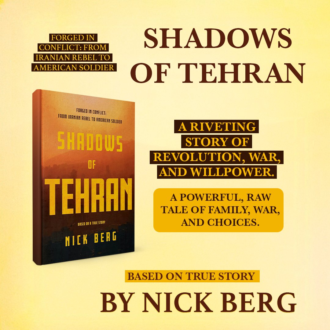 Rebel at 14, hunted in Tehran’s alleys—years later, Ricardo returns as America's secret weapon. A true-life thriller you won’t forget. #ShadowsOfTehran By <a href="/nickberg3/">Nick Berg</a> 

Available on - amazon.com/dp/B0DMHKHY6L/