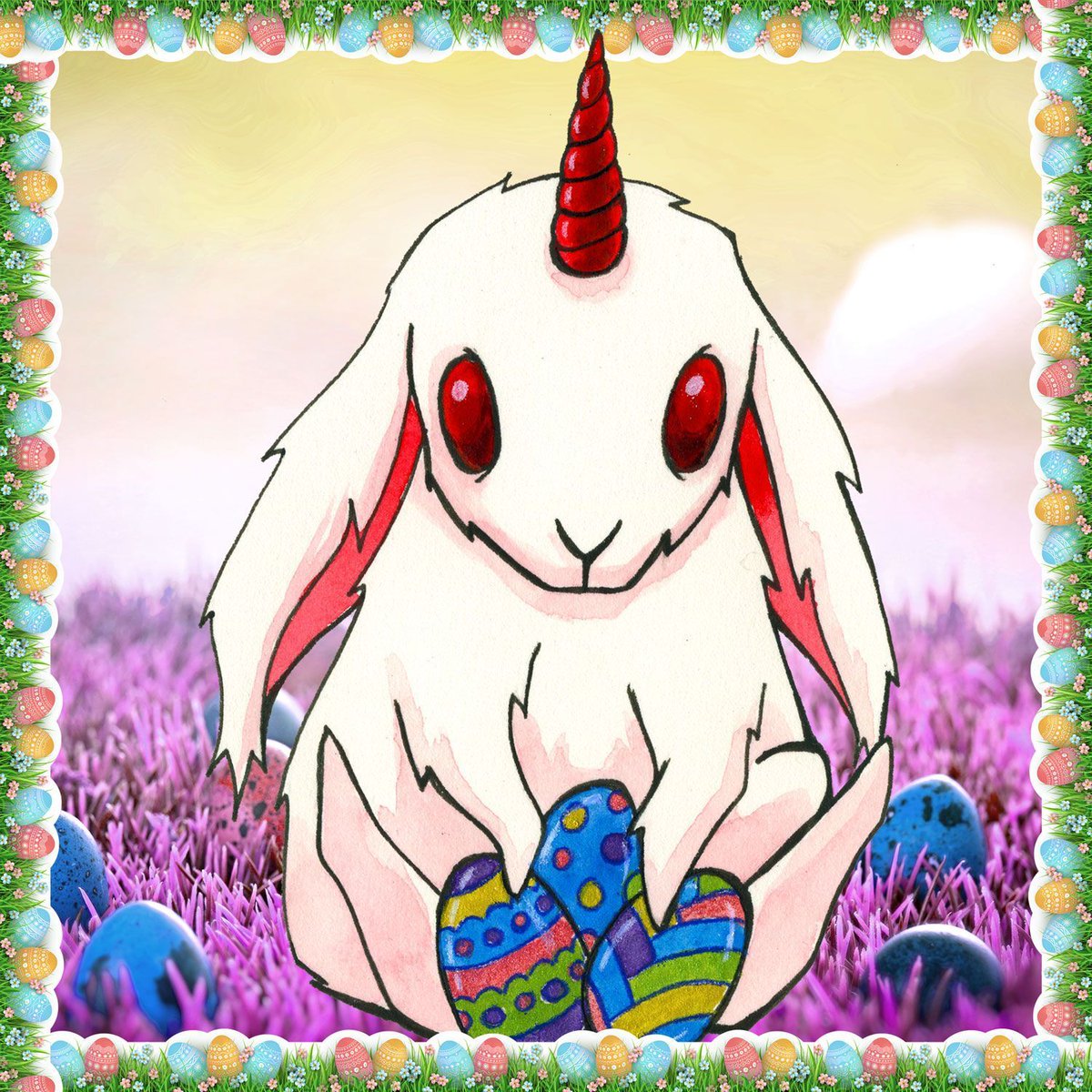 PMmanor's tweet photo. Happy Egg Day! If you decide to venture out, remember to bring a decorated egg in case you come across the Magical Leporidere! 

At the South Jersey Geekfest today? Stop in wish me a Happy Egg Day for a special something!

See the watercolor process here: https://t.co/8TyFvozfFR https://t.co/HIVIeVjo1V