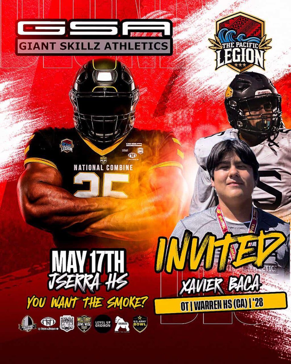 Xavier Baca (@xbaca_09) on Twitter photo See you there! May 17th
<a href="/ArmyBowlCombine/">USArmyBowlCombine</a>
<a href="/giant_skillz/">Giant Skillz Athletics</a>
<a href="/joeray36/">Joe Ray</a>
<a href="/CoachTonyTNT/">CoachTonyTNT</a>
@Victorunga See you there! May 17th
<a href="/ArmyBowlCombine/">USArmyBowlCombine</a>
<a href="/giant_skillz/">Giant Skillz Athletics</a>
<a href="/joeray36/">Joe Ray</a>
<a href="/CoachTonyTNT/">CoachTonyTNT</a>
@Victorunga