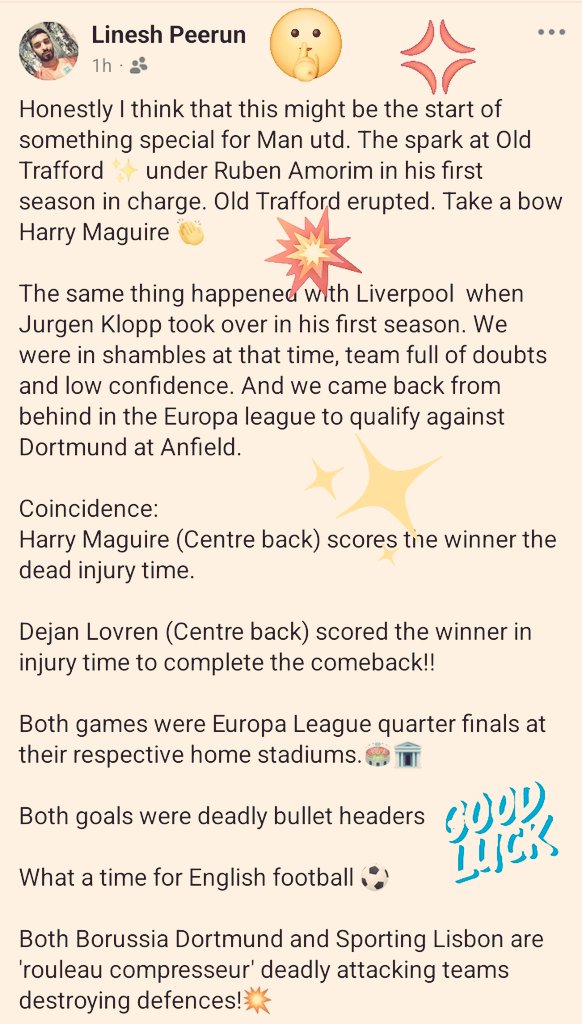 linesh215's tweet photo. Maybe it's finally time for Amorim's Sporting Lisbon's philosophy and attacking impetus to be transcribed in Man united's DNA. Hoping for an all out English royalty Europa league final!! 🥶✨️⚽️🏆🏅
May the best team claim it! 💯💫💢 #EuropaLeague #comeback https://t.co/geRodla4Ob