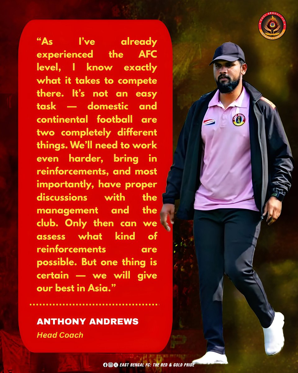 EBFC_TRGP's tweet photo. The coach is ready, the fans are hopeful — now all eyes are on the management. Backing at the top will decide whether this dream turns into reality or fades away.
🎥 @coachanthony_AA Via RaySportz
#EastBengalFC #JoyEastBengal #IWL #WomensFootball #EBFCInAsia #EBFC_TRGP https://t.co/LqmPbosdur
