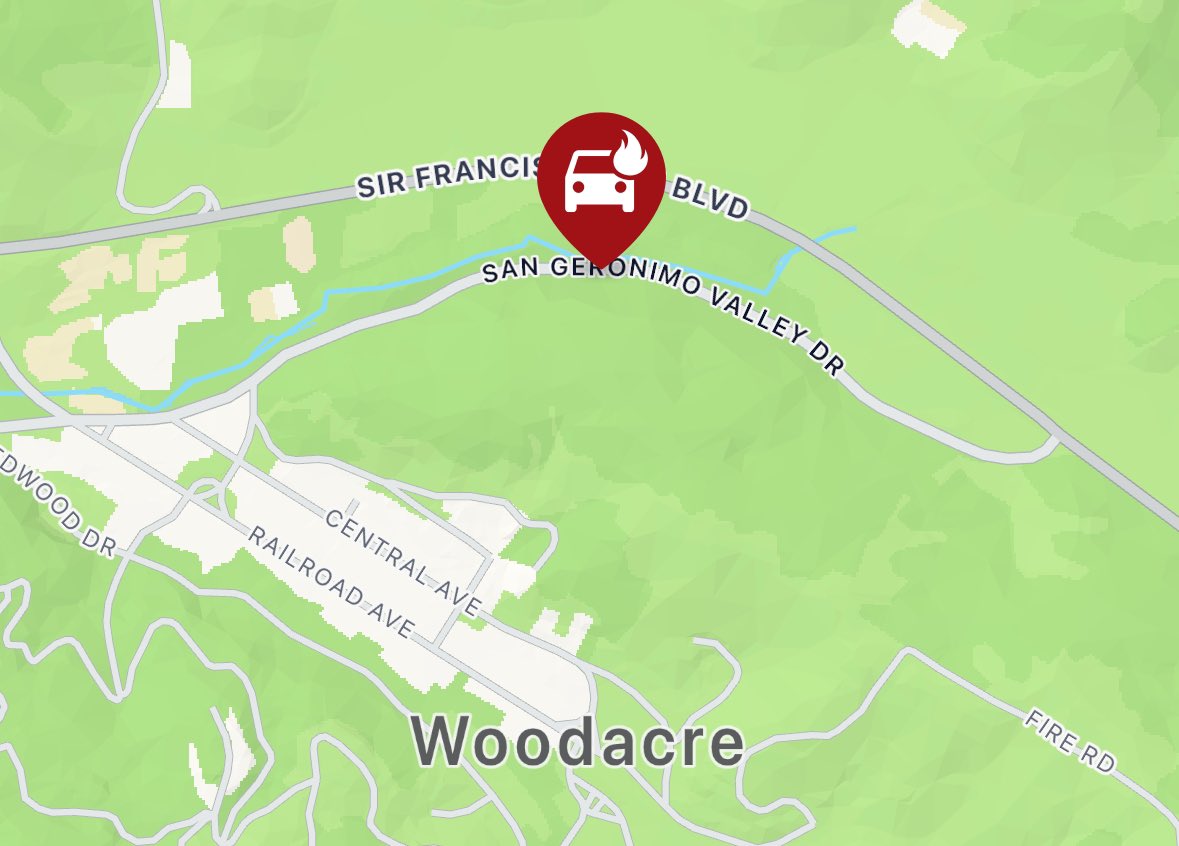 EricWasserman1's tweet image. Tragic: 3 dead, 3 patients critical following car vs. tree accident along San Geronimo Valley Drive in Woodacre. Car hit tree and caught fire, with victims reportedly trapped. Mass Casualty Incident declared; CHP now investigating.  #MarinCounty