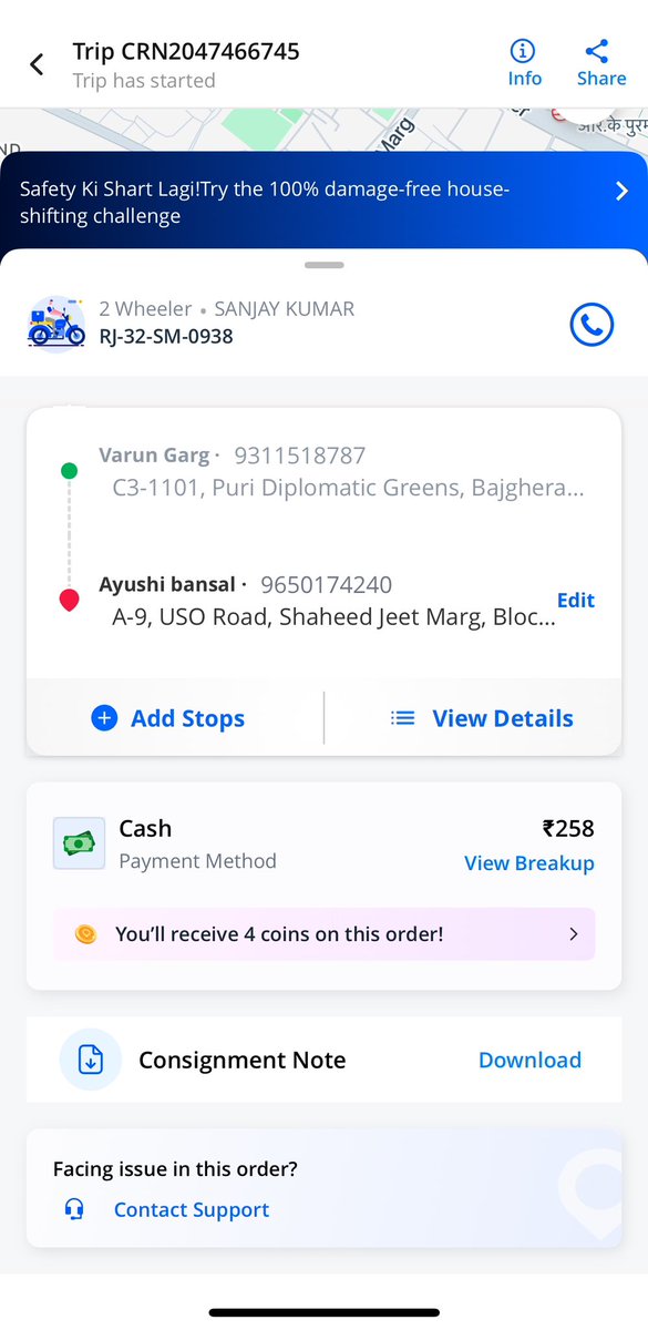 varungarg29's tweet photo. Thank you @porterit_ you were true saver today. Special mention to Mr Sanjay Kumar. https://t.co/rdBGFPRLXB