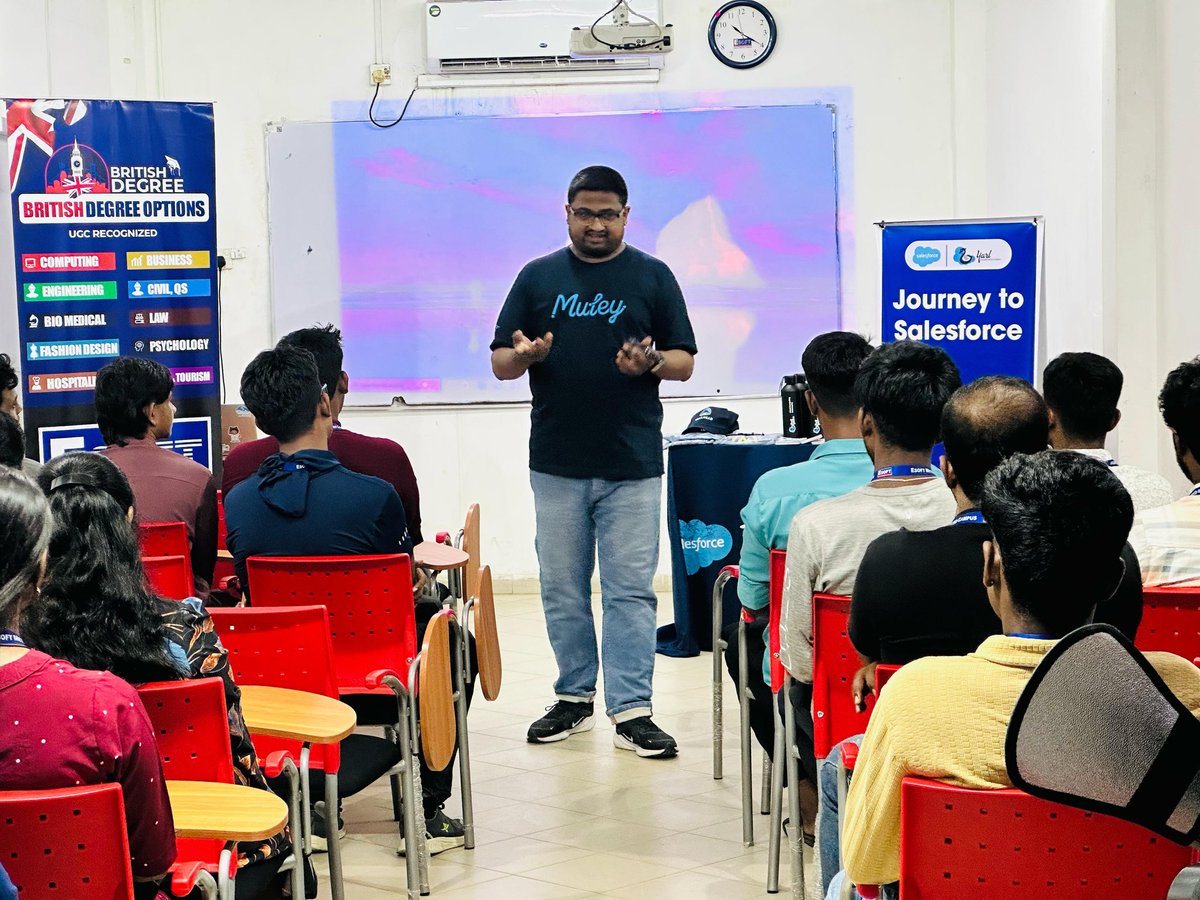 YarlSFO's tweet image. Happening Now at @Esoft_Jaffna!
Our Journey to Salesforce introduction event is in full swing! Students are diving into the Salesforce ecosystem, exploring career paths, and getting hands-on with exciting tools.

#Journey2Salesforce #HappeningNow #YarlSFO #Salesforce…