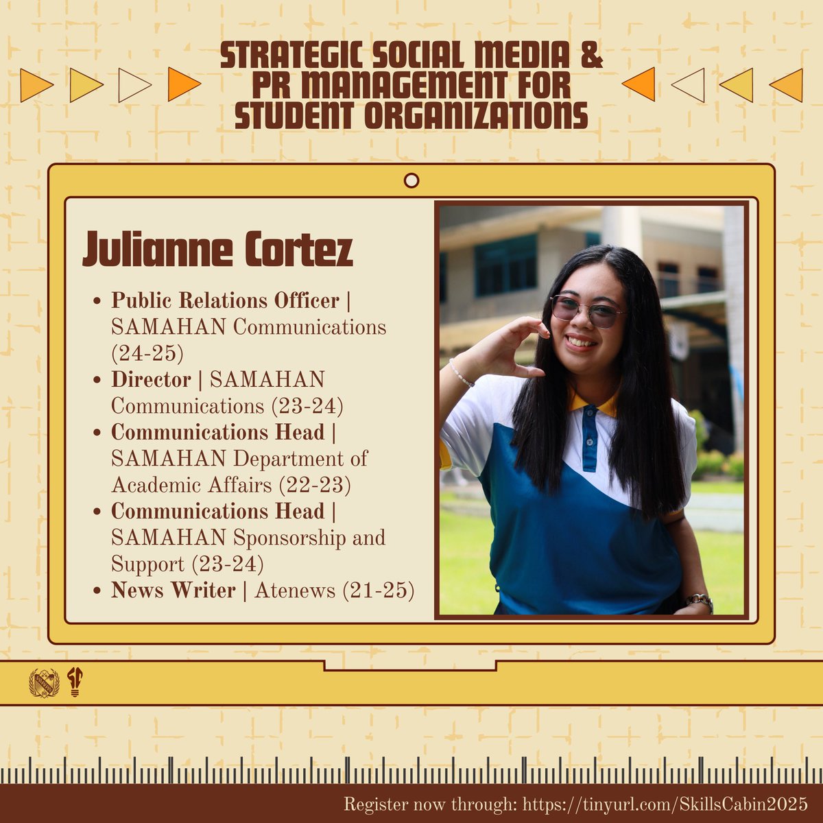 addusamahan's tweet image. Meet the Speakers | #TheSkillsCabin💡 brings student leaders from different background to impart their knowledge and practical skills.

Check out the exciting lineup of speakers this coming April 23! 🧑🏼‍💻

📥 Sign up now until April 22, 12 NN: tinyurl.com/SkillsCabin2025

#AllForMore➕