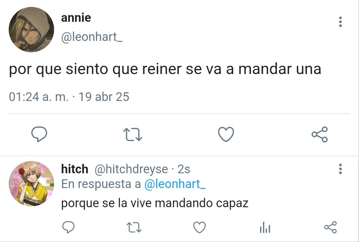 maespon's tweet photo. — mini #aruani au

donde reiner y bertholdt organizan un torneo de minecraft para juntar plata con un premio bastante interesante

o donde armin es un niño rata que solo quiere un saludo de vegetta777 https://t.co/i5vLuhy0vc