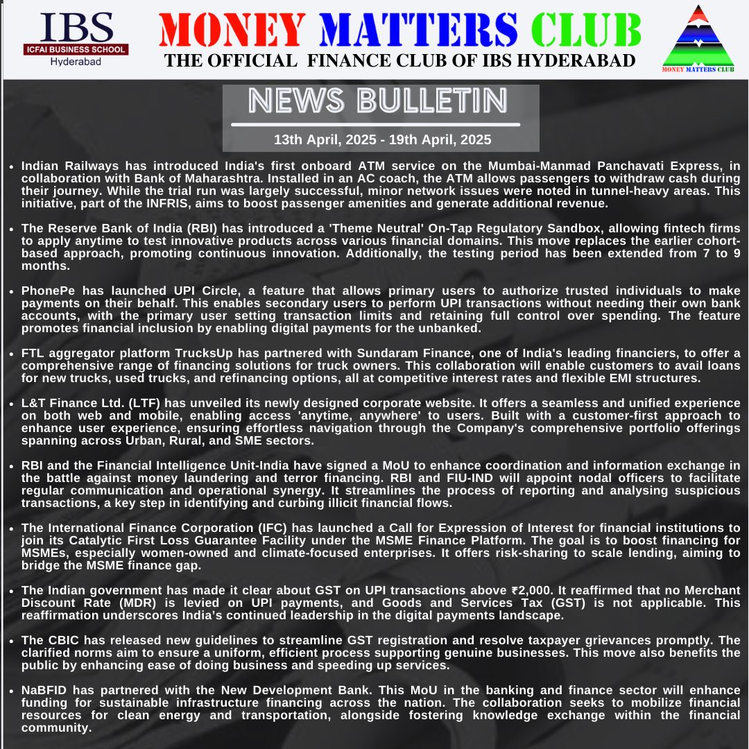 MMCibsHyd's tweet photo. News highlights of the week 🗞📰

Happy Reading😇

#MoneyMattersClub
#IBSHyderabad
#BeyondTheRealmsOfFinance
#NewsInShort
#FinanceNews
#WeeklyUpdate
#OfficialFinanceClub
#NewsBulletin https://t.co/M4F4q25JE3